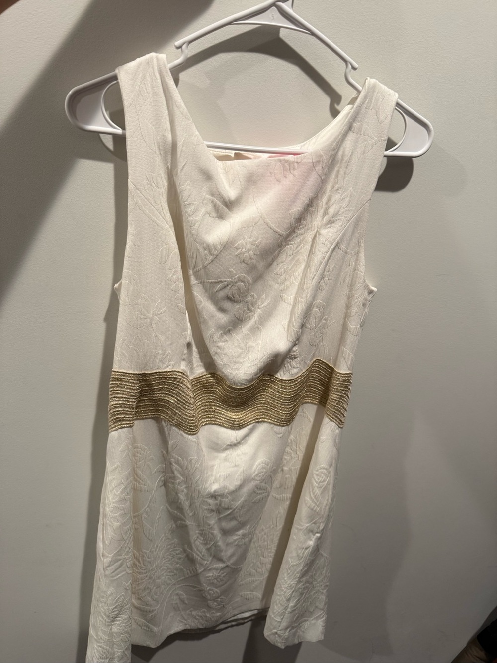 Lilly Pulitzer Ivory Sleeveless Midi Dress with Gold Waistband
